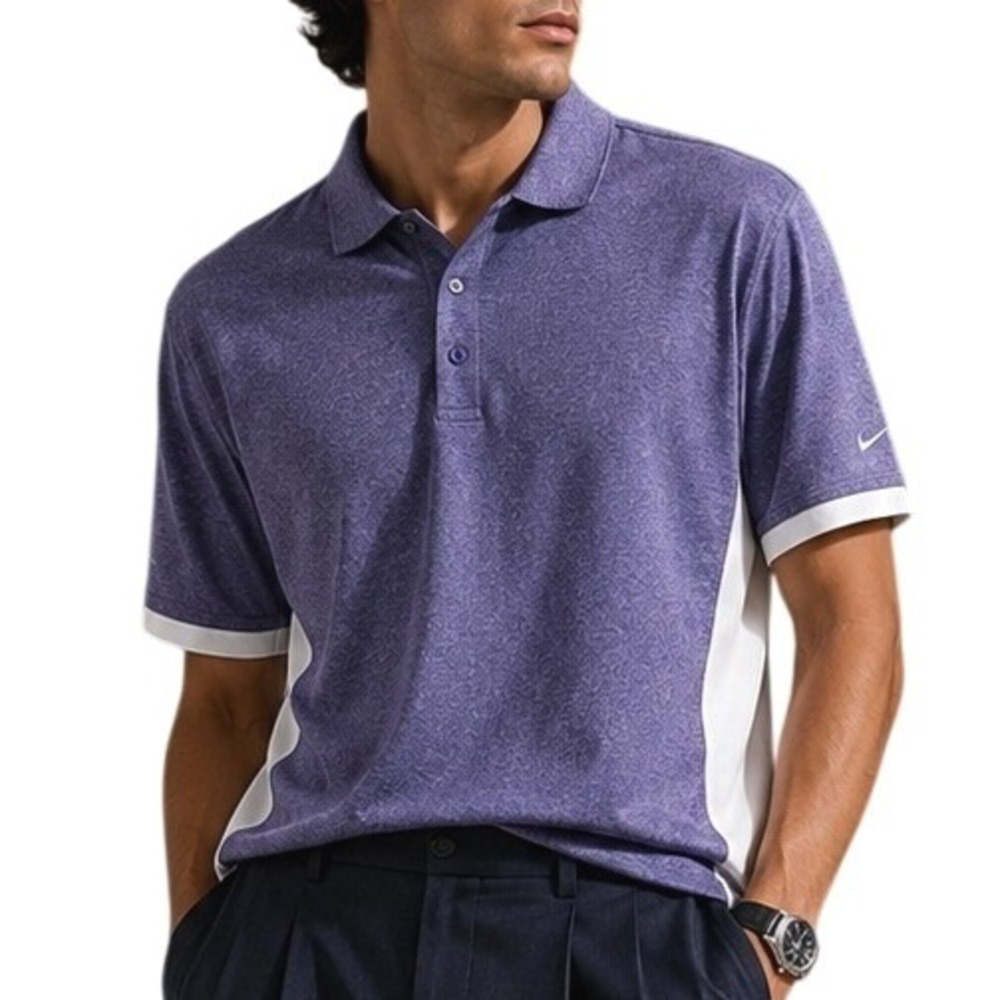 Nike Golf Tour Performance Dri-FIT Polo Shirt Purple White Mens Large Heathered